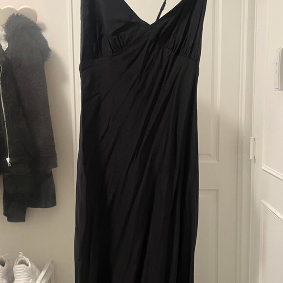 Madewell NWT Black Layton Midi Slip Dress, Size 10 - Picture 6 of 7